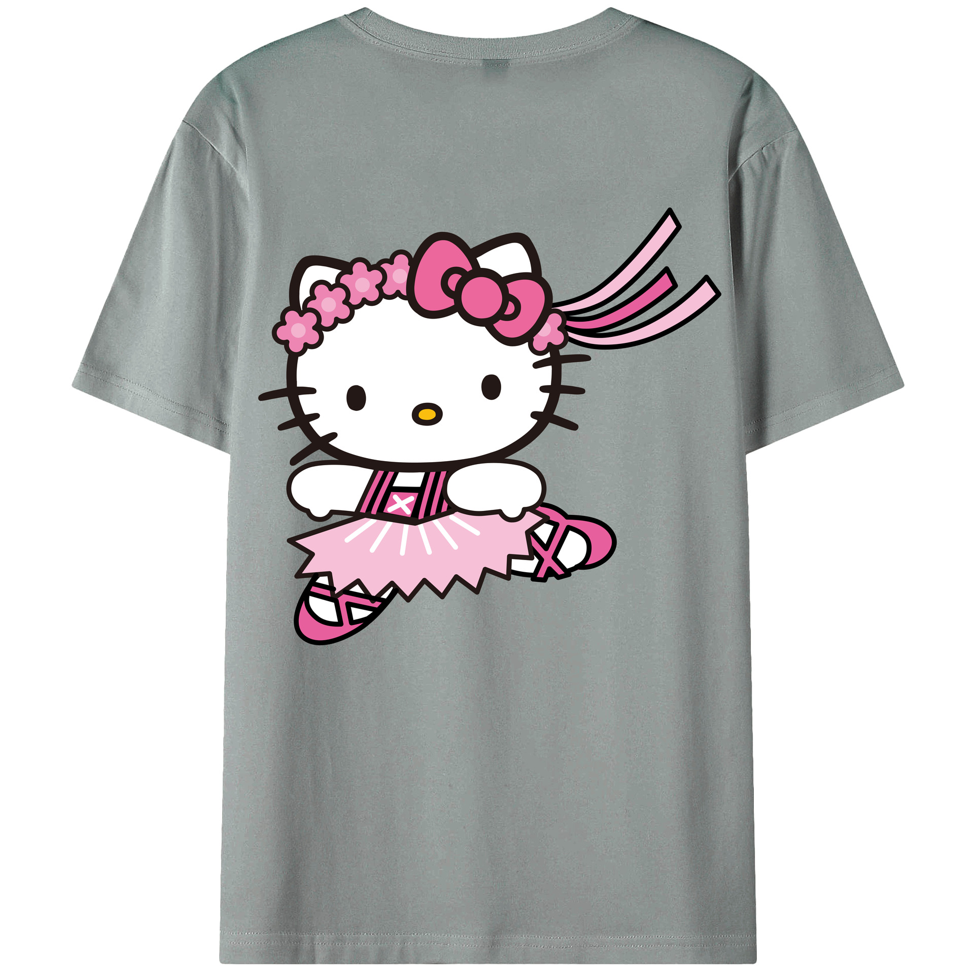 （画像用） Hello Kitty ハローキティ 綿100％ メンズ半袖Tシャツ（バックプリント） 通気性